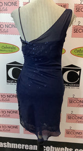 Le Chateau Navy Sheer Overlay Dress (Size 7/8)