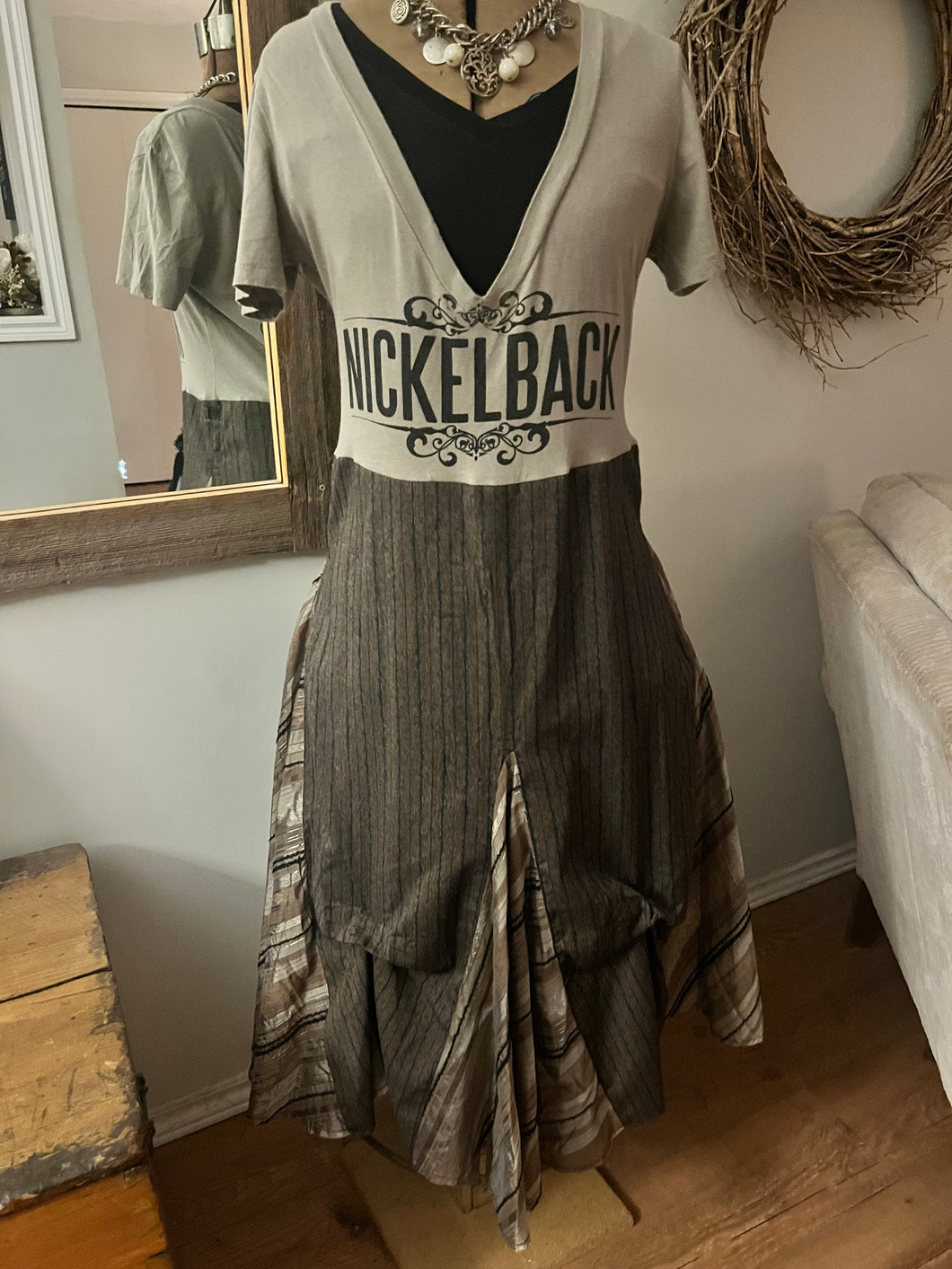 Upcycled Nickelback Band Tee Maxi Dress (Size L)