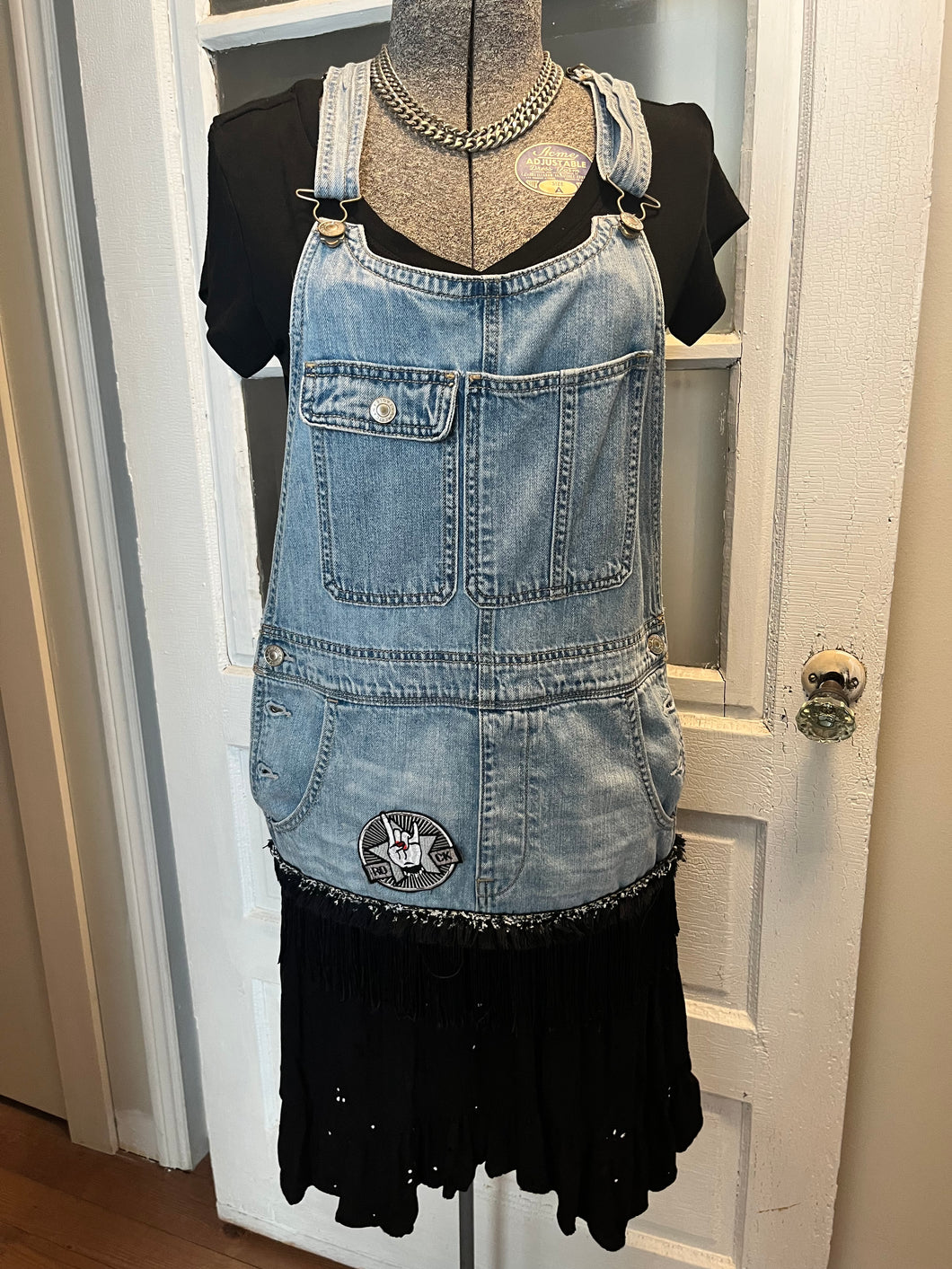 Upcycled Denim Overall Dress (Size Small)