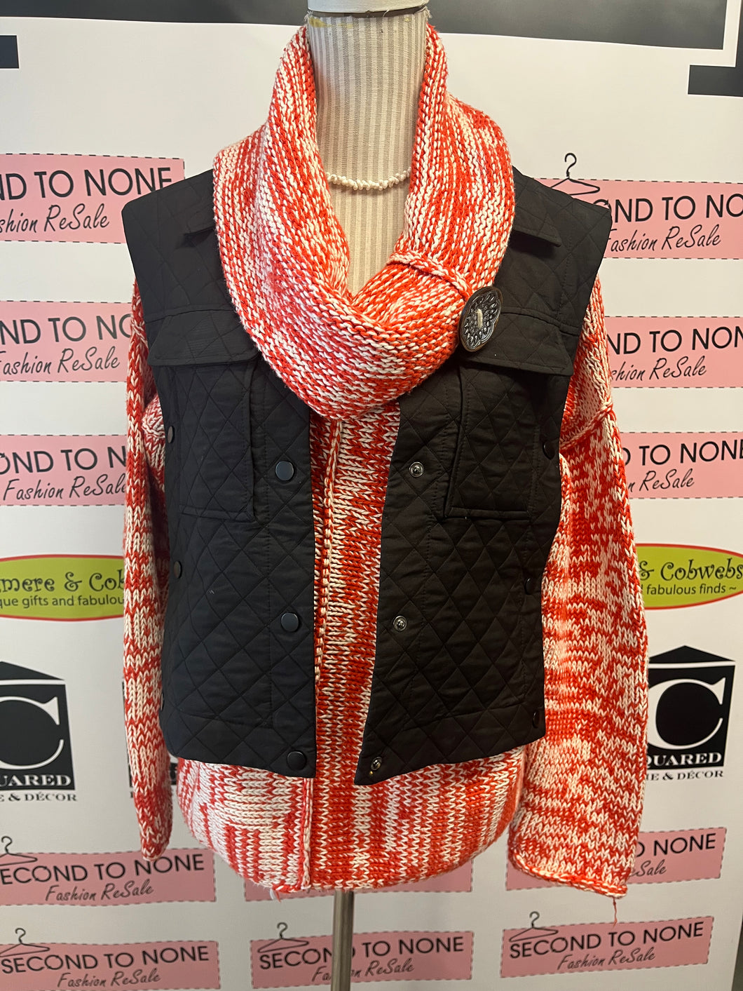 Cropped Quilted Snap Vest (Size XS)