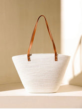 Load image into Gallery viewer, White Woven Tote-Style Bag (Only 1 Left!)
