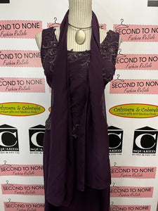Deep Purple Beaded Evening Gown (Size 16)
