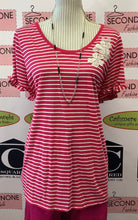 Load image into Gallery viewer, Striped Flower Embellished Top (2X)
