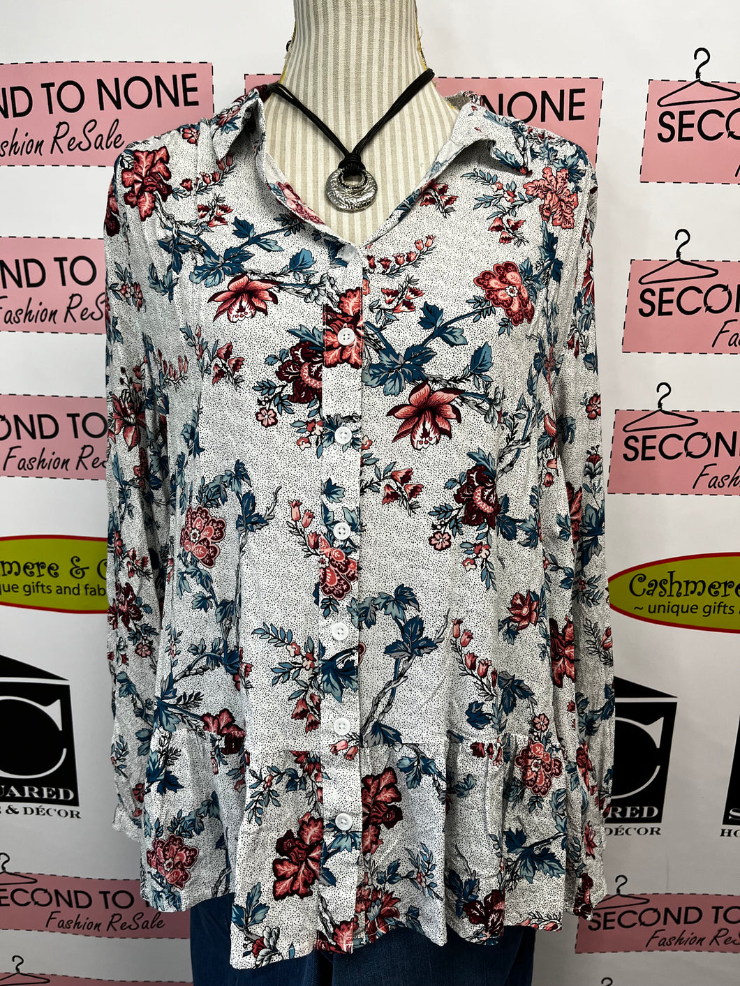 Printed Baby Doll Button Down (Size XL)