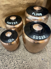 Cargar imagen en el visor de la galería, Vintage Rose Gold Kromex Canister Set
