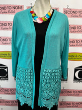 Load image into Gallery viewer, Lace-Trim Long Shrug (Only Teal Left!)
