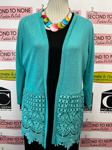 Lace-Trim Long Shrug (Only Teal Left!)