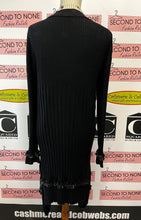 Charger l'image dans la galerie, Ruffle &amp; Ribbed Long Black Cardigan (Size XL)
