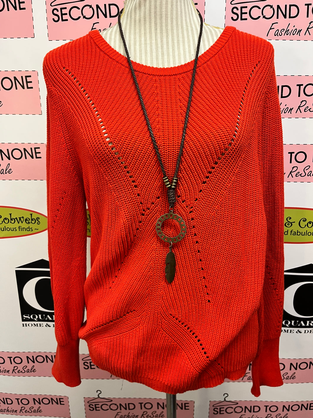 Red Corset-Back Cotton Sweater (Size M)