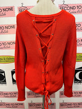 Load image into Gallery viewer, Red Corset-Back Cotton Sweater (Size M)
