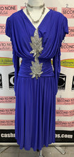 Load image into Gallery viewer, Vintage Indigo Draped Appliqué Dress (Size M/L)
