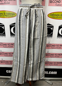 Linen/Cotton Striped Wide-Leg Pants (2 Colors)