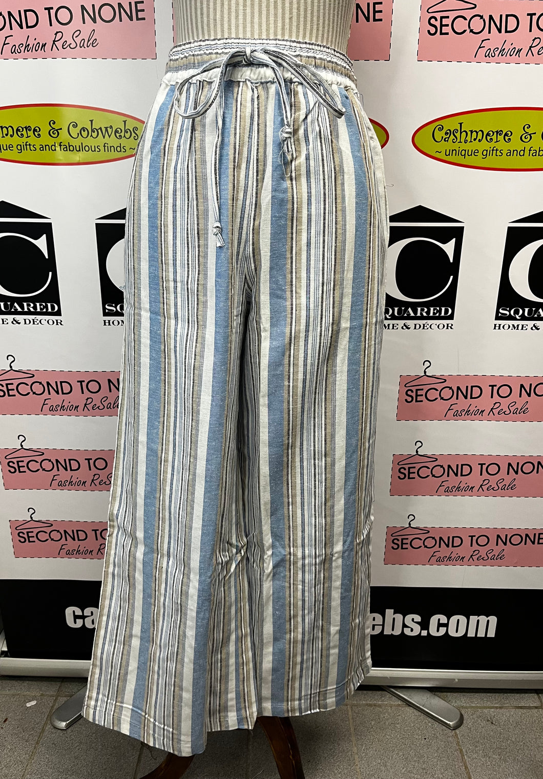 Linen/Cotton Striped Wide-Leg Pants (2 Colors)