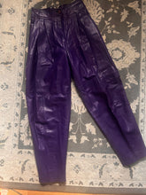 Load image into Gallery viewer, Vintage 1980's Purple Leather Lined Pants (Size 12)
