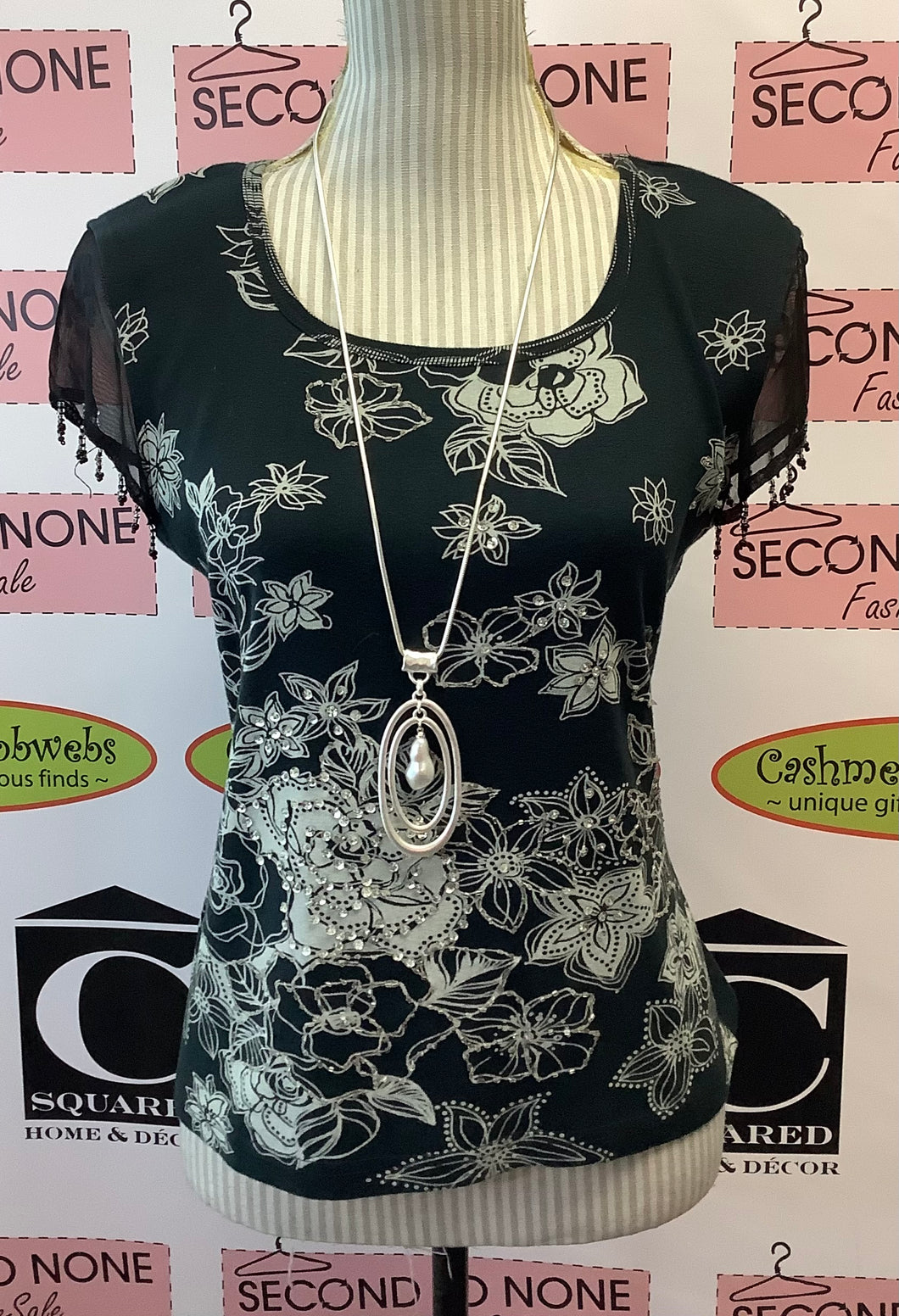 Beaded Sleeve Top (Size M)