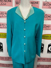 Load image into Gallery viewer, Vintage Shomi 100% Silk Teal Pant Suit Set (Size 10)
