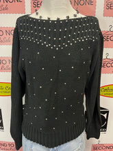 Load image into Gallery viewer, Vintage Cotton &amp; Silk Rhinestone Knit Sweater (Size L)
