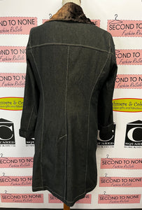 Faux-Fur Trimmed Denim Coat (Size M)
