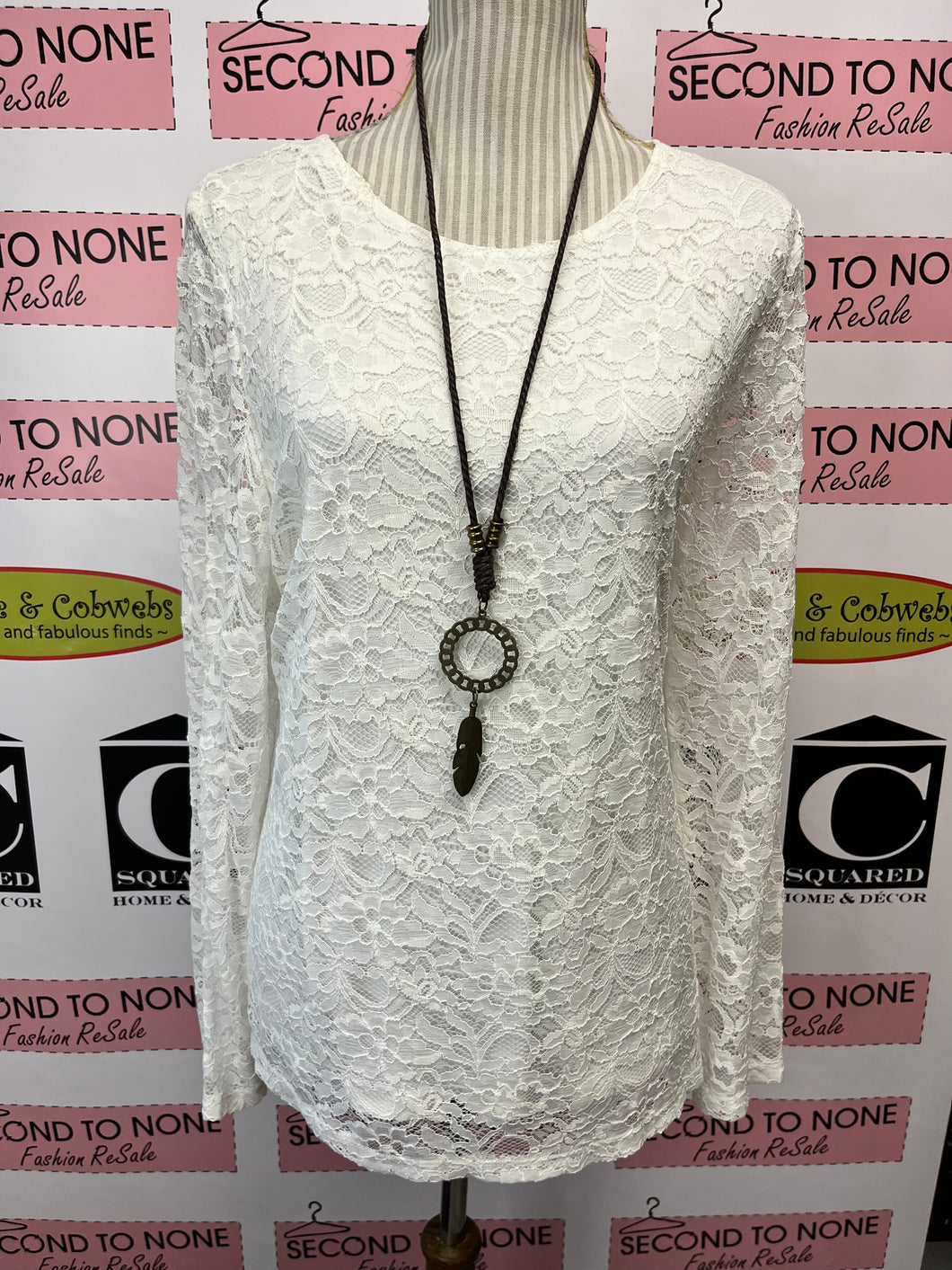 White All Lace Long Sleeve (Size XL)