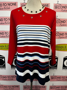 Cotton-Blend Striped Sweater (Size M)