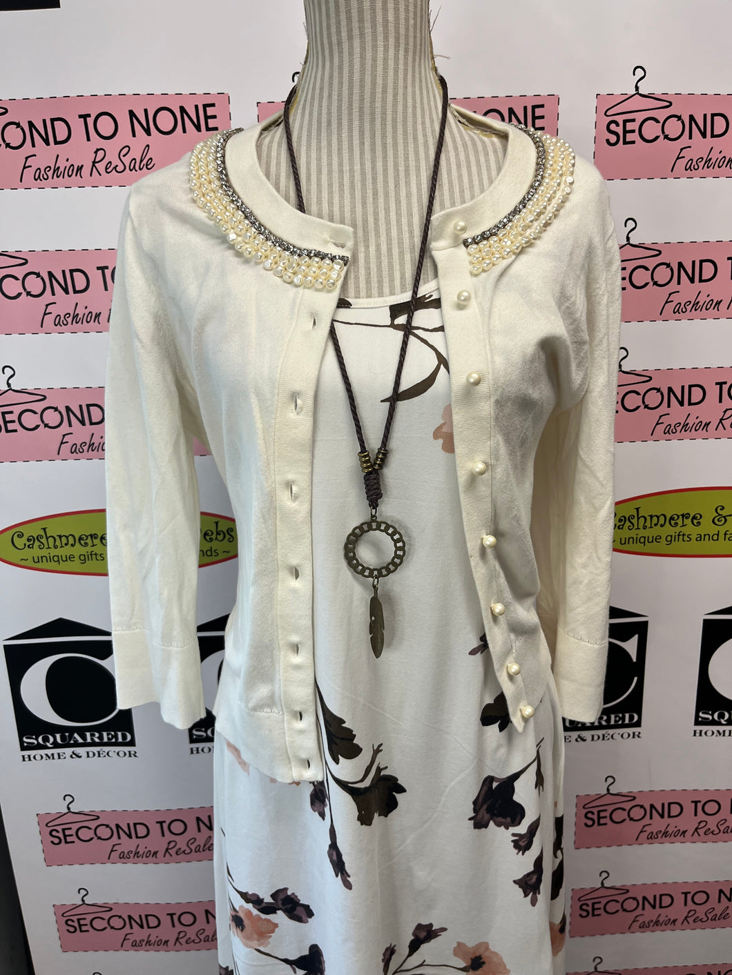 Kate Spade Pearl-Trimmed Cardigan (Size L)