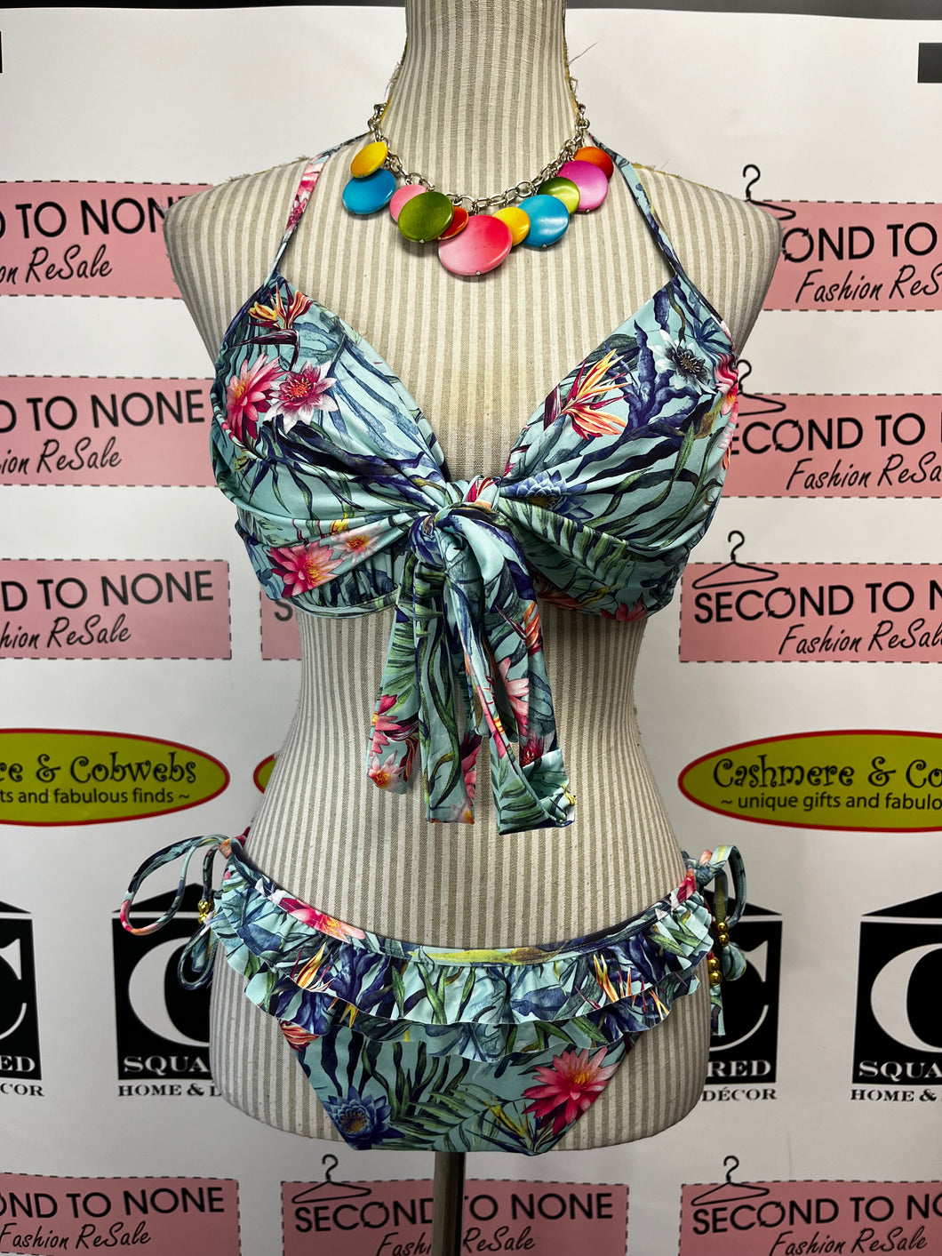 La Vie En Rose Floral Ruffle Bikini (Size L)