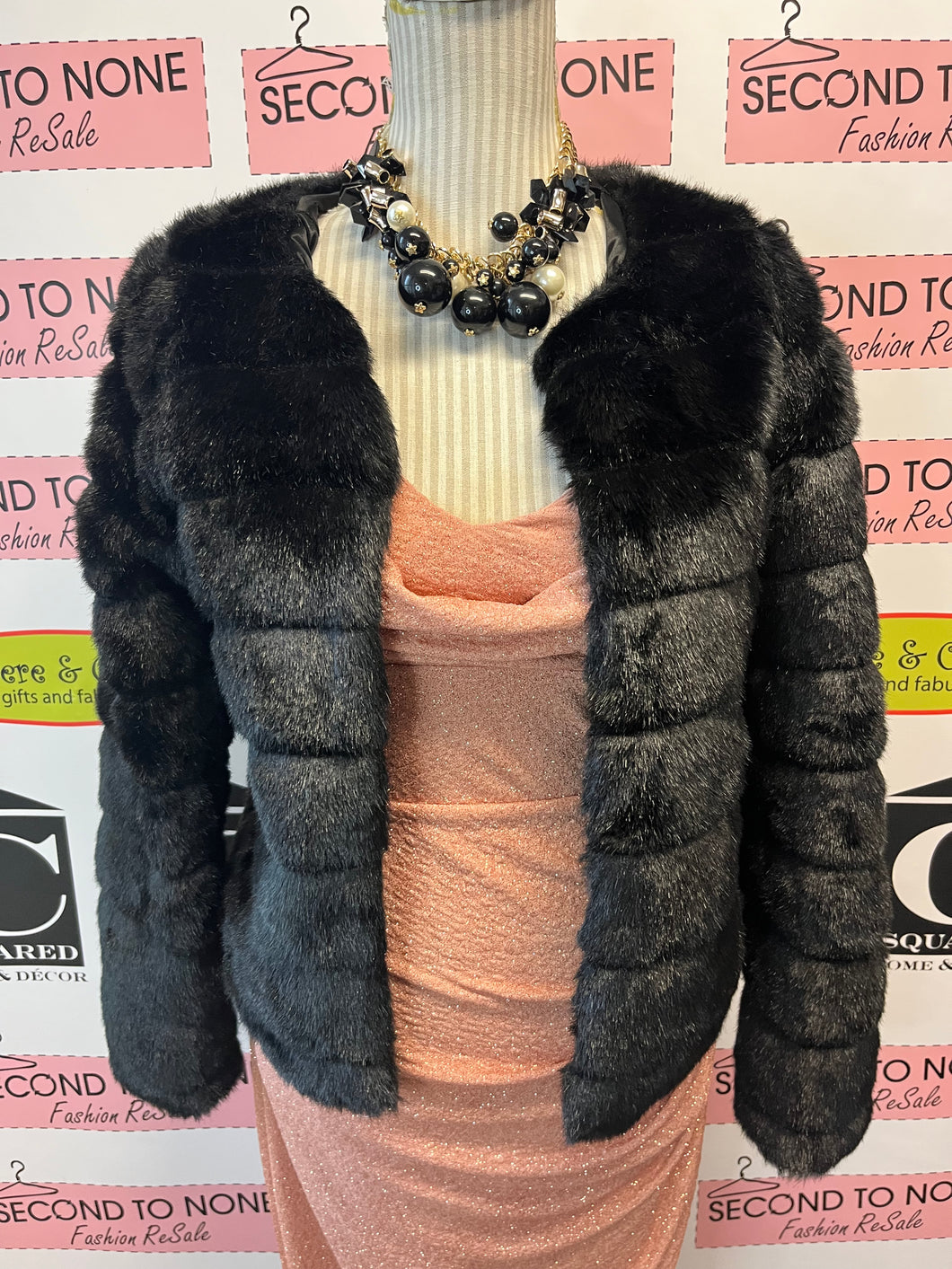 Chic Faux Fur Bomber Jacket (Size S/M)