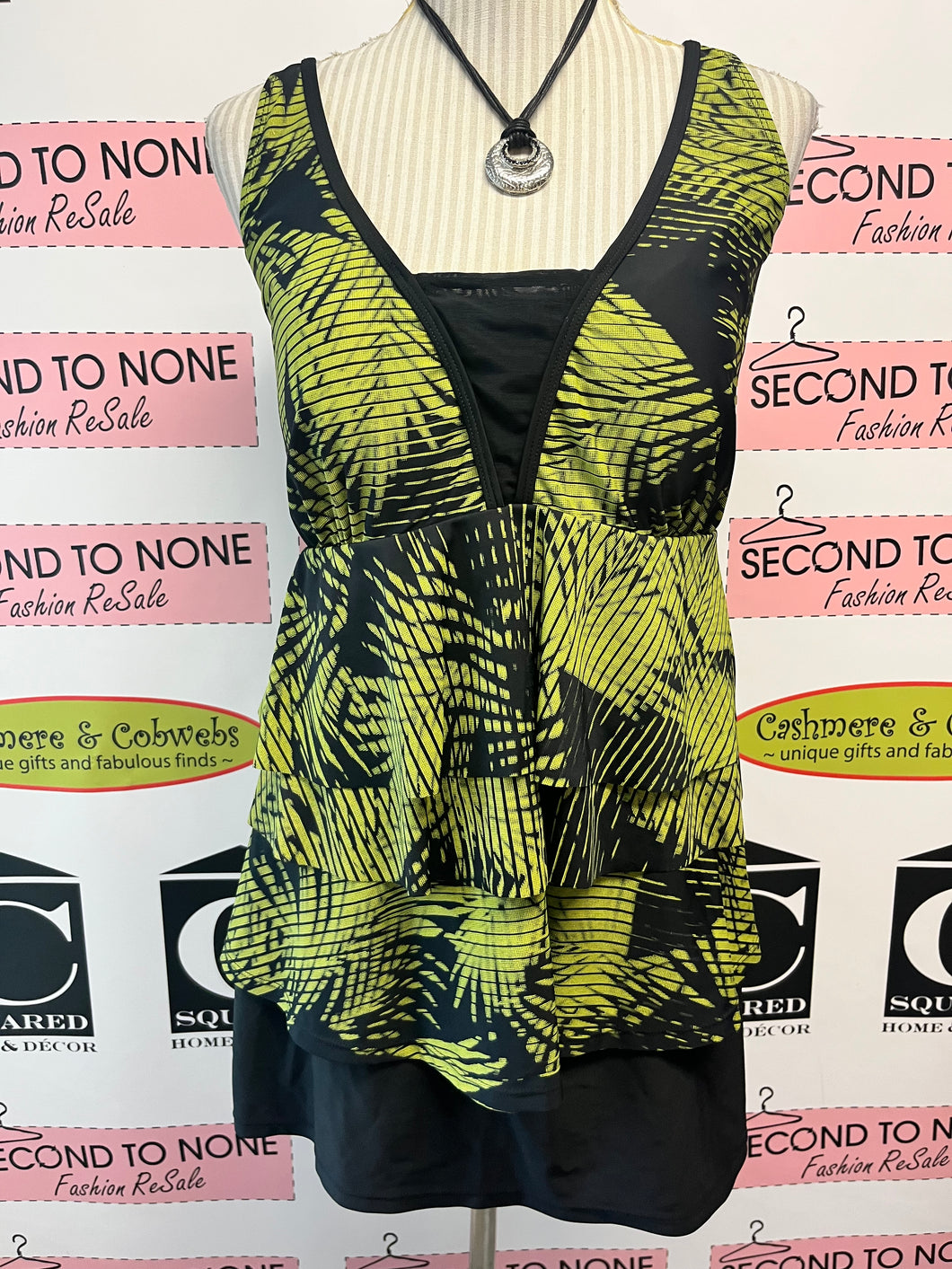 Lime/Black Tankini Set (Size XL)