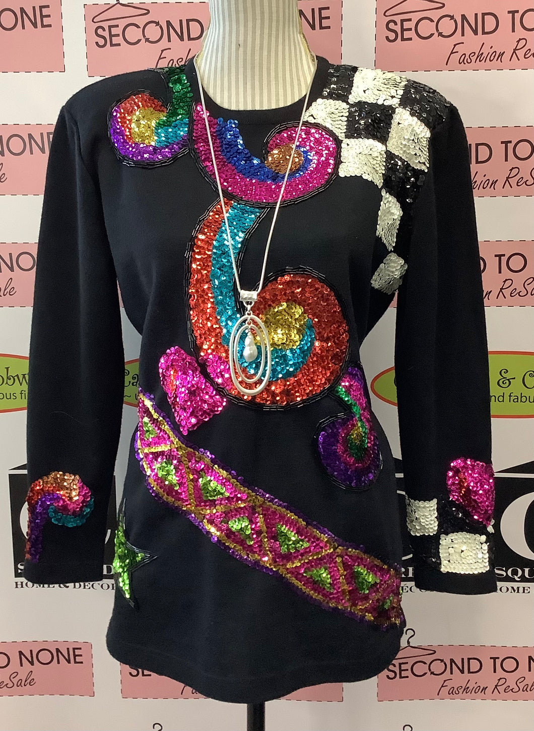 Swirly Sequin Sweater (M)