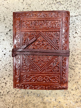 Load image into Gallery viewer, Small Sun Leather Tie Journal
