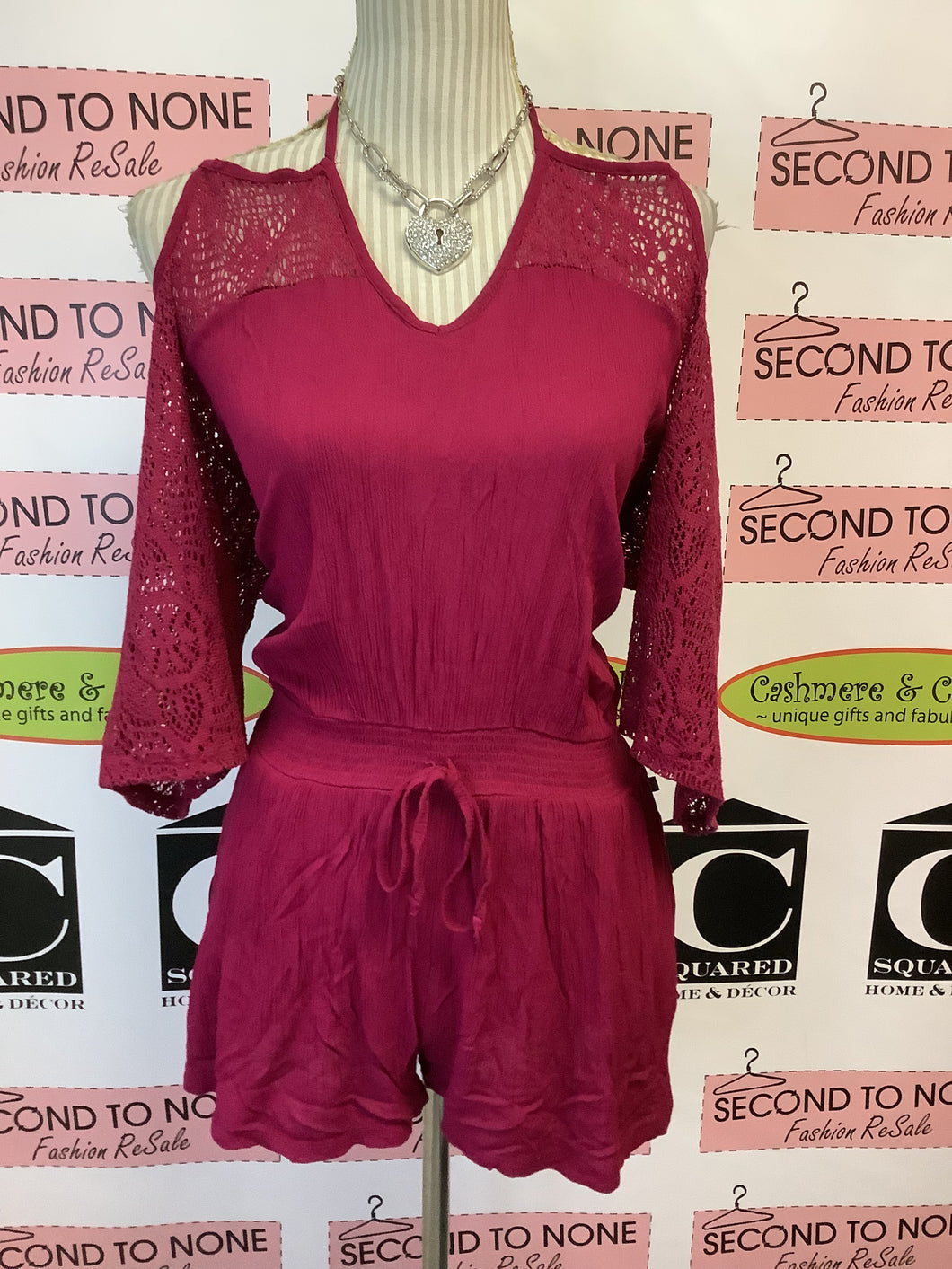 La Vie En Rose Burgundy Romper (Size L)