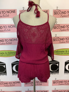 La Vie En Rose Burgundy Romper (Size L)