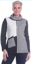 Load image into Gallery viewer, Houndstooth Color-Block Tunic-Length Turtleneck
