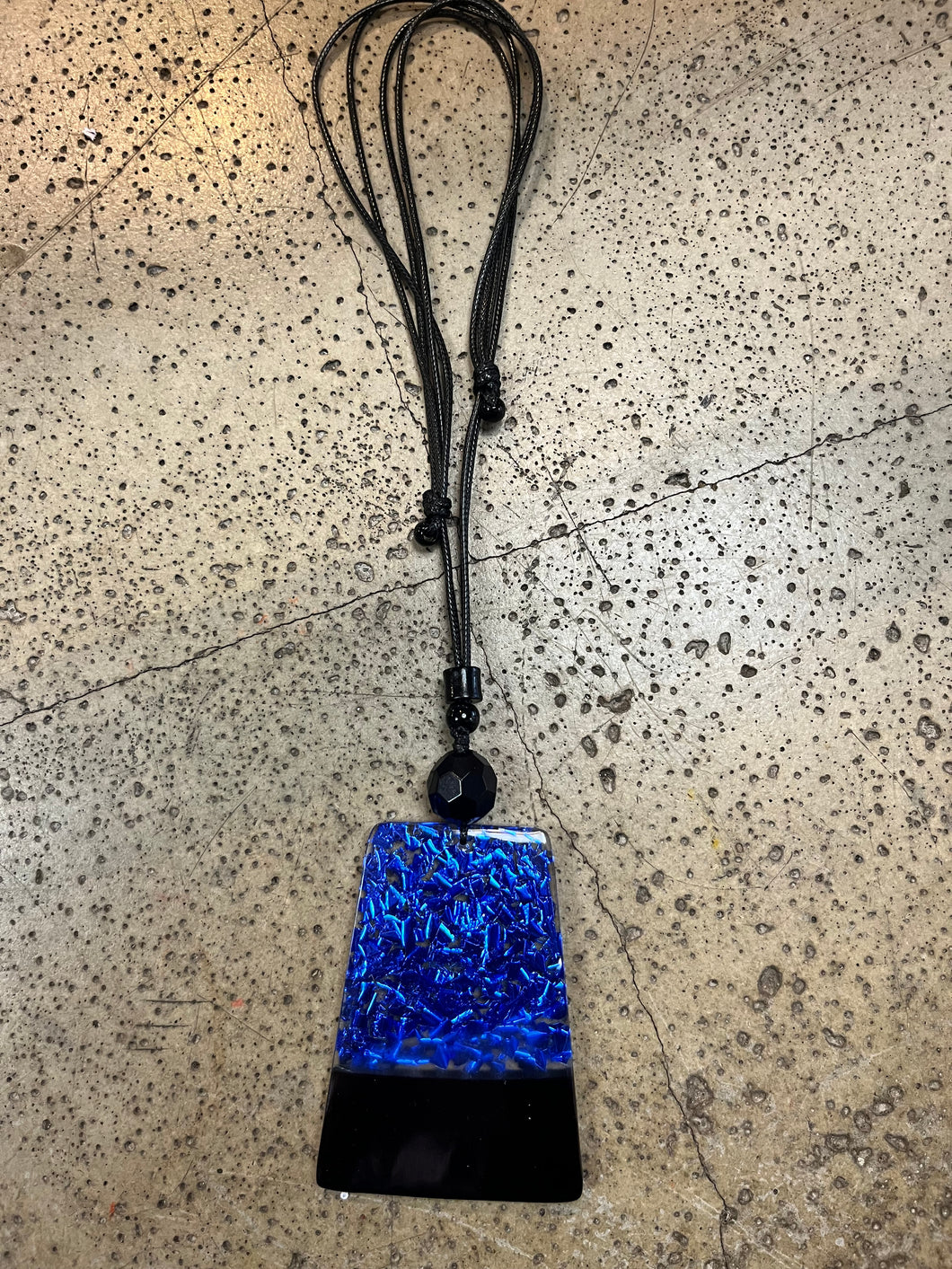 Royal Blue Confetti in Acrylic Large Adjustable Necklace (Only 1 Left!)