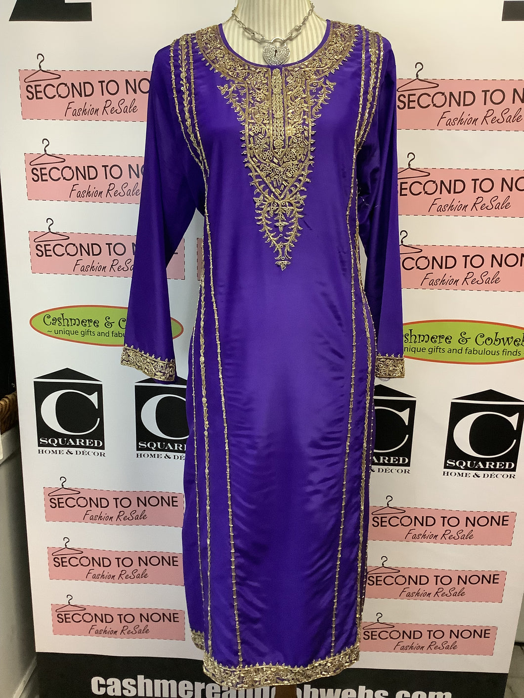 Blue Beaded & Embellished Dress (Size S/M)