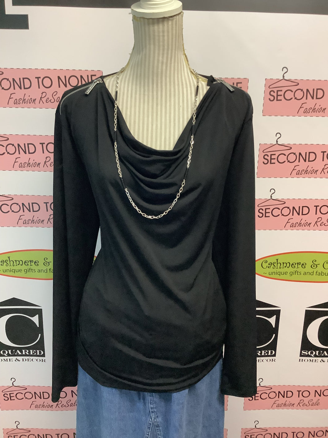Michael Kors Zipper & Cowl Neck Top (Size L)