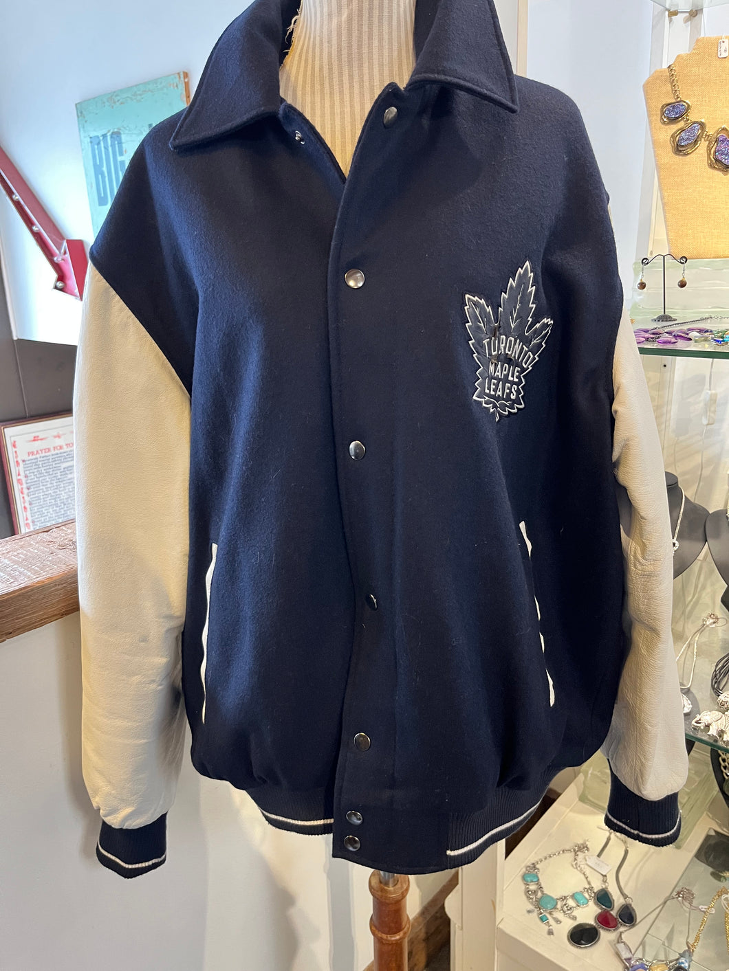 Authentic Toronto Maple Leafs Wool & Leather Jacket (Size L)