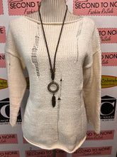 Load image into Gallery viewer, Knit4You Distressed Ivory Knit Sweater (Size M)
