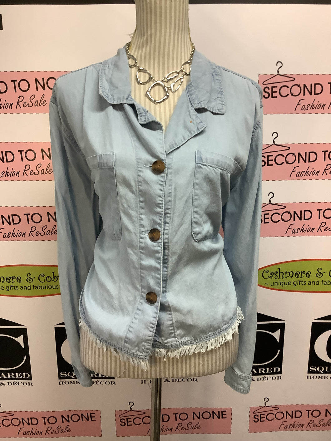 GUESS Faux Denim Look Shacket (Size L)