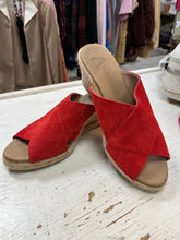 Load image into Gallery viewer, Red Suede Wedge Espadrille Sandals (Size 9/EU 40)
