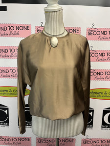 Metallic Bronze Elastic Hem Blouse (Size XS)