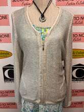 Load image into Gallery viewer, Pearly White Zip Front Cardigan (Size XL)
