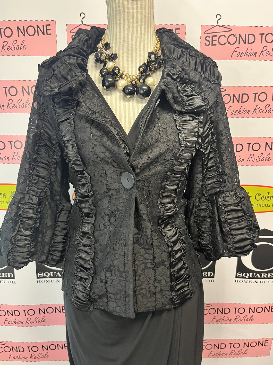 Satin & Lace Dramatic Jacket (Size M)
