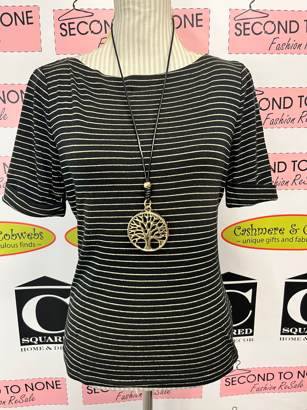 Ralph Lauren Glitter-Striped Tee (Size PM)