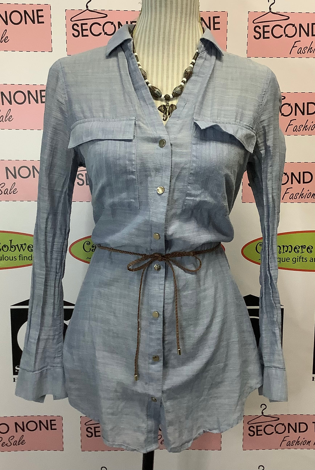 Dynamite Soft Denim Top w/Braided Belt (S)
