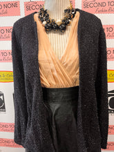 Load image into Gallery viewer, Vintage Script Black Sparkly Cardigan (Size L)
