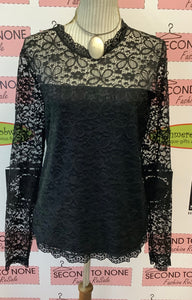 Esqualo Black Lace Long Sleeve (Size Petite 2XL)