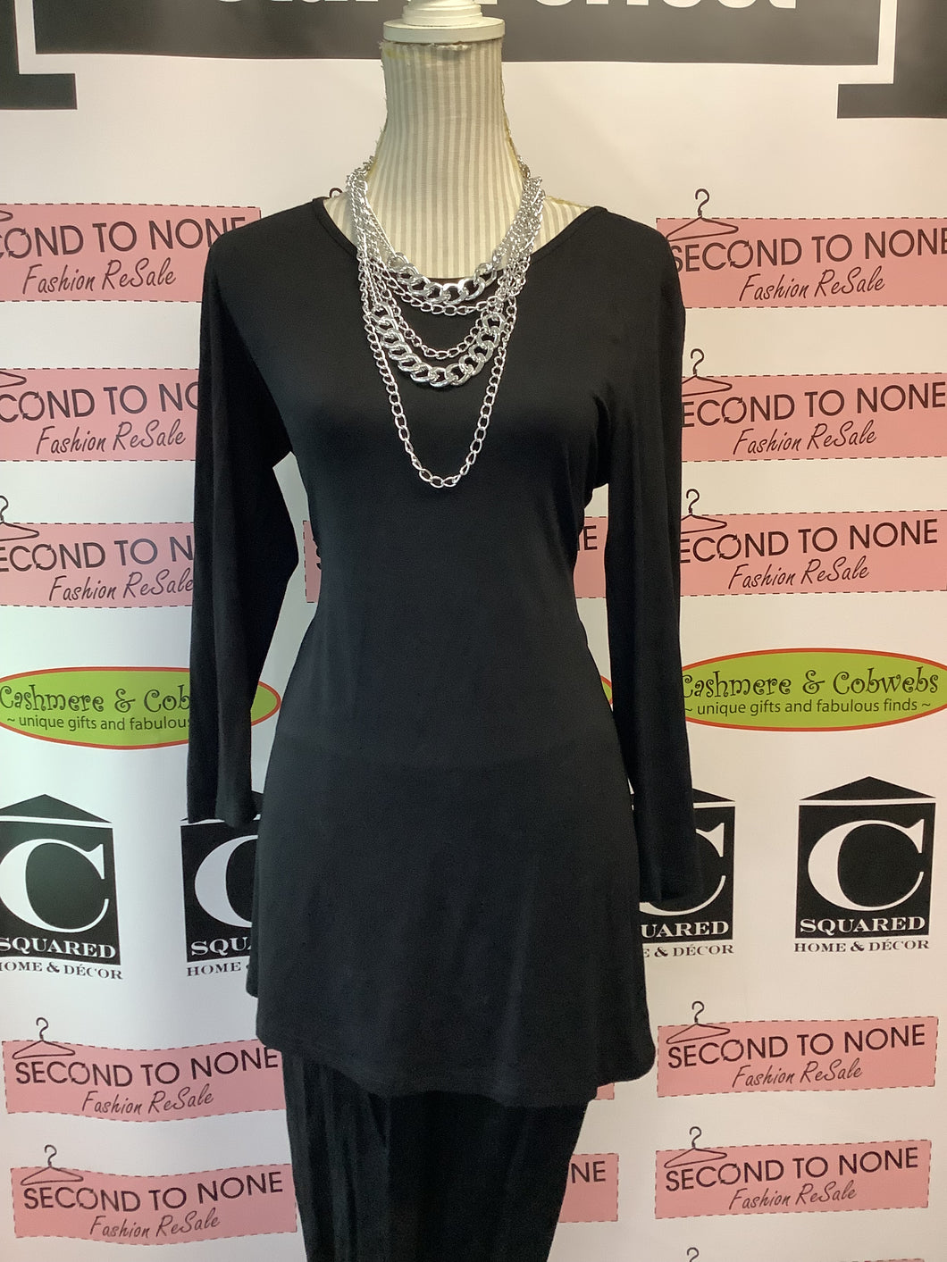 Creations Draped Black Long Sleeve (Size S)