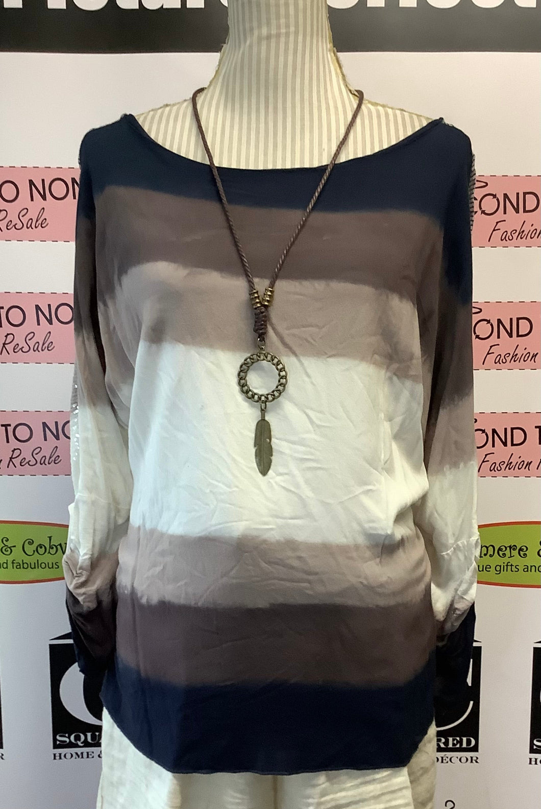 Ravel Neutral Sequin Top (Size L)