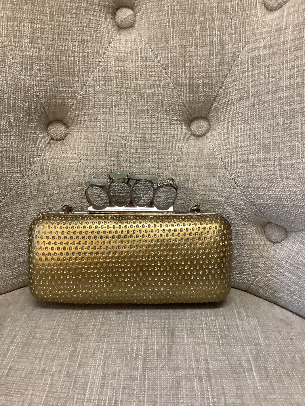 Gold Evening Knuckle Clutch